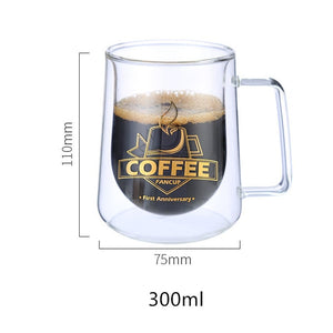 Classic Double Glass Coffee Mug Milk Tea Table Cup Cafe Drinkware Nice Gifts