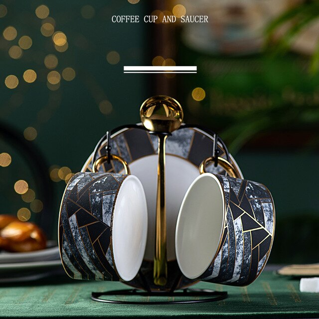 Yolife Creative Mug With Spoon Rhombic Pattern  Milk Coffee Cup Afternoon Tea Set Travel Mug Ceramic Gift